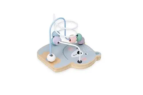 Mini Motorikschleife, Motorikwürfel ab 1 Jahr, bemaltes Holz - Baby Motorik-Spielzeug - Waldtiere, Bär - Lernspielzeug - Motorik-Schleifenspiele für Kinder - Geschenk für Kleinkind — 2