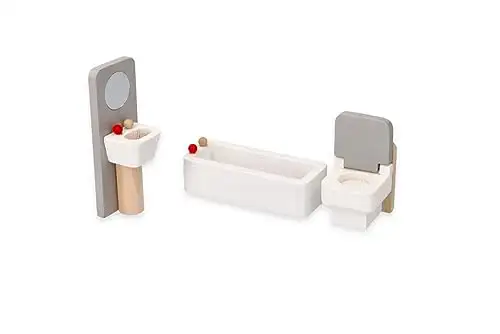Puppenhaus-Möbel, Großes Möbelset, aus Holz, skandinavisches Set - Möbel für Wohnzimmer, Küche, Esszimmer, Lounge, Schlafzimmer und Terrasse - Stoffkissen - Einrichtung für eine gesamte Puppenstube — 20