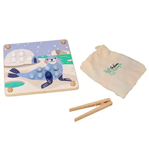 AdamToys Aldo Montessori Set mit Perlen aus Holz, Kollektion Polartiere — 20