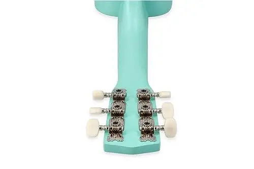 Kindergitarre aus Holz, Gitarre für Kinder ab 3 Jahre, 53x17x6 cm, 6-saitige Spielzeuggitarre, Nylonsaiten - mit Waldtieren und Noten verziert - bemaltes Holz - Musikinstrumente für Kinder — 14