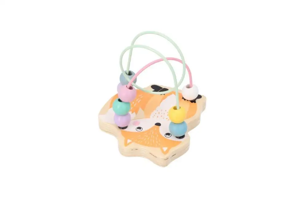 adam toys Mini Motorikschleife, Motorikwürfel ab 1 Jahr, bemaltes Holz - Baby Motorik-Spielzeug - Waldtiere, Fuchs - Lernspielzeug - Motorik-Schleifenspiele für Kinder - Geschenk für Kleinkind — 4