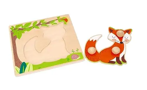 adam toys Holz-Steckpuzzle ab 1 Jahr, 4er Set, Kinder - Holzpuzzle, Thema Jahreszeiten, Tiere - Am Griff herausziehbar - Sensorisches Spielzeug - 3-4 Elemente pro Stück — 23