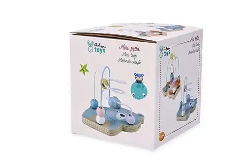 Mini Motorikschleife, Motorikwürfel ab 1 Jahr, bemaltes Holz - Baby Motorik-Spielzeug - Waldtiere, Bär - Lernspielzeug - Motorik-Schleifenspiele für Kinder - Geschenk für Kleinkind — 5