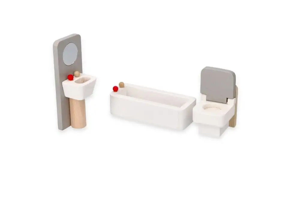 Puppenhaus-Möbel, Großes Möbelset, aus Holz, skandinavisches Set - Möbel für Wohnzimmer, Küche, Esszimmer, Lounge, Schlafzimmer und Terrasse - Stoffkissen - Einrichtung für eine gesamte Puppenstube — 19
