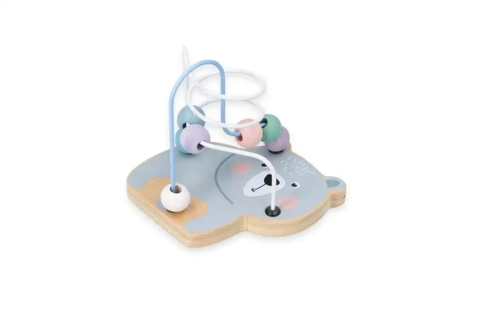Mini Motorikschleife, Motorikwürfel ab 1 Jahr, bemaltes Holz - Baby Motorik-Spielzeug - Waldtiere, Bär - Lernspielzeug - Motorik-Schleifenspiele für Kinder - Geschenk für Kleinkind