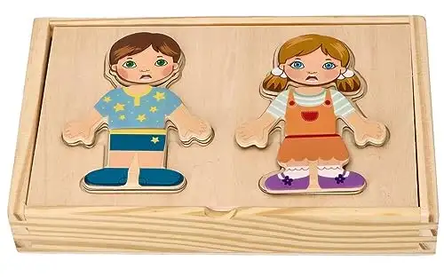 adam toys Magnetisches Holzspiel, magnetisch Anziehpuppen, Kinder aus Aller Welt, 24 Magnetteile - Magnetpuzzle für Kinder ab 3 Jahren - Junge, Mädchen - Magnetspielbox – Lernspielzeug — 11