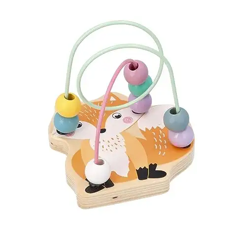 adam toys Mini Motorikschleife, Motorikwürfel ab 1 Jahr, bemaltes Holz - Baby Motorik-Spielzeug - Waldtiere, Fuchs - Lernspielzeug - Motorik-Schleifenspiele für Kinder - Geschenk für Kleinkind — 2