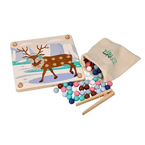 AdamToys Aldo Montessori Set mit Perlen aus Holz, Kollektion Polartiere — 14