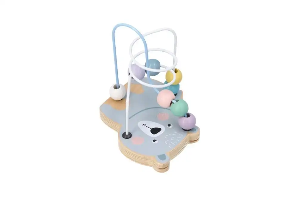 Mini Motorikschleife, Motorikwürfel ab 1 Jahr, bemaltes Holz - Baby Motorik-Spielzeug - Waldtiere, Bär - Lernspielzeug - Motorik-Schleifenspiele für Kinder - Geschenk für Kleinkind — 10