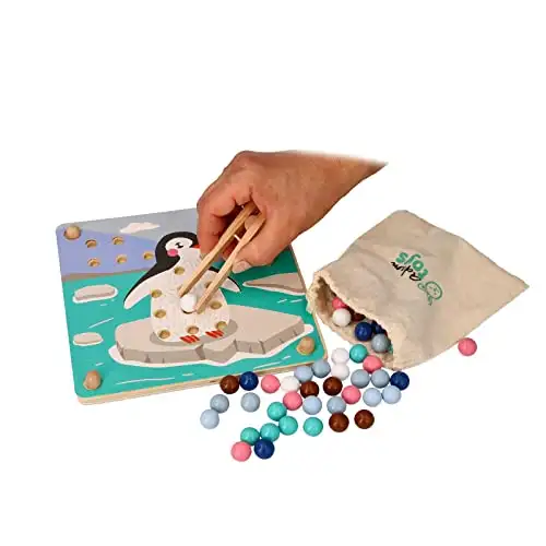 AdamToys Aldo Montessori Set mit Perlen aus Holz, Kollektion Polartiere — 17