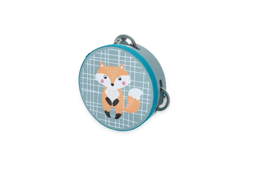 AdamToys Tamburin Schellentrommel Fuchs Holzspielzeug Musikinstrument Motorikspielzeug