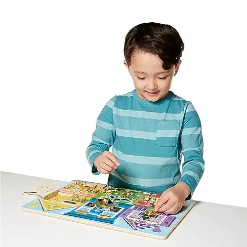 Melissa & Doug Holz Lernspielzeug Motorikbrett zum Verriegeln | Montessori Brett für Kleinkinder ab 3 Jahre | Motorik Spielzeug für die Vorschule | Activity Board Kinder | Brett Spiel mit Verschlüssen — 8