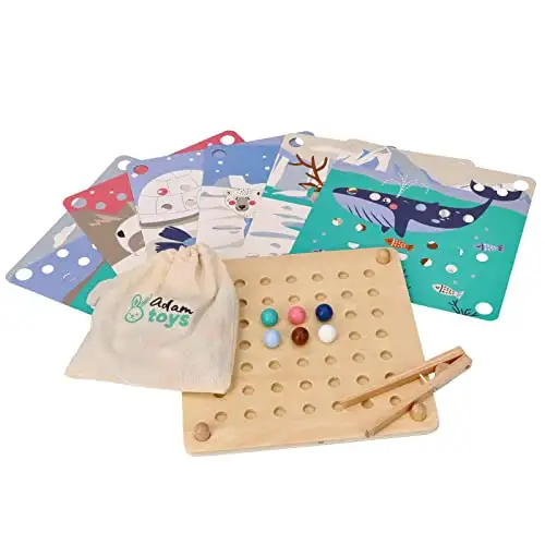 AdamToys Aldo Montessori Set mit Perlen aus Holz, Kollektion Polartiere — 2