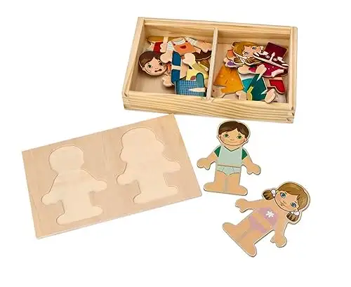 adam toys Magnetisches Holzspiel, magnetisch Anziehpuppen, Kinder aus Aller Welt, 24 Magnetteile - Magnetpuzzle für Kinder ab 3 Jahren - Junge, Mädchen - Magnetspielbox – Lernspielzeug — 5