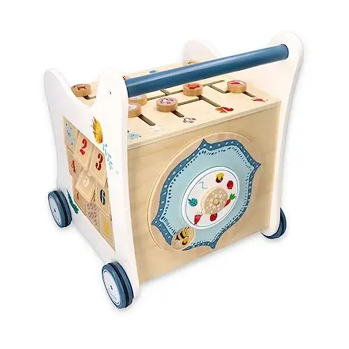 Lauflernwagen Holz Multi-Activity, 5-in-1 Spielzeug, Babywalker, Waldabenteuer, Waldtiere - Kinderspielzeug ab 1 Jahr - Lauflernwagen Junge, Mädchen - Blöcke, Stichsäge, Rad, Klemmbretter — 23