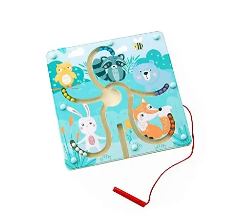 AdamToys Magnetlabyrinth Wald Magnetspiel Holzspielzeug Lernspiel Kugellabyrinth Magnet — 8