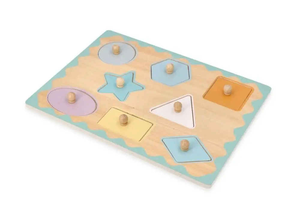 Holz-Steckpuzzle ab 1 Jahr, Formen, Kinder - Holzpuzzle 8 Elemente - Am Griff herausziehbar - Sensorisches Spielzeug - Unter Formen versteckte Tiere — 10