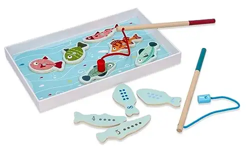 Angelspiel ab 2 Jahren, Holzspielzeug, Fische Angeln, Pinguin auf Fisch - Magnetangel Kinder - 10 Fische zum Fangen, 2 Angelruten, Box - Motorik-Spielzeug, Lernspielzeug - Geschenk — 14