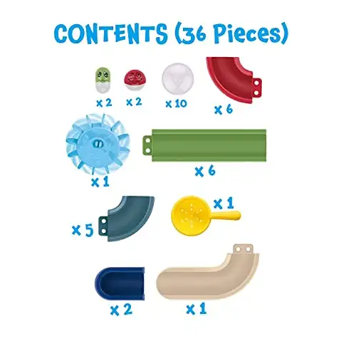 Buddy & Barney Bath Time Murmelbahn Spielzeug 36-teiliges Set - Bauen Sie eine Strecke und rennen Sie die speziellen Bälle nach unten! Badespielzeug für Baby 2 3 4 5 6 Jahre alt — 10