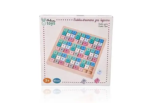 Sudoku-Holzspiel für Kinder ab 3 Jahren - Spielbrett 18x18 cm, Spielfiguren 1,5 x 1,5 cm - Puzzle-Brett - Brettspiel mit Steinen - Lernspielzeug - Geschenk für kleine Kinder — 5