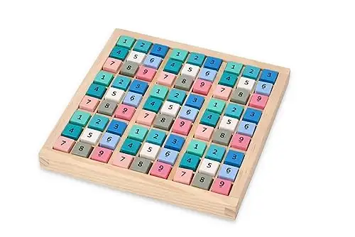 Sudoku-Holzspiel für Kinder ab 3 Jahren - Spielbrett 18x18 cm, Spielfiguren 1,5 x 1,5 cm - Puzzle-Brett - Brettspiel mit Steinen - Lernspielzeug - Geschenk für kleine Kinder — 2