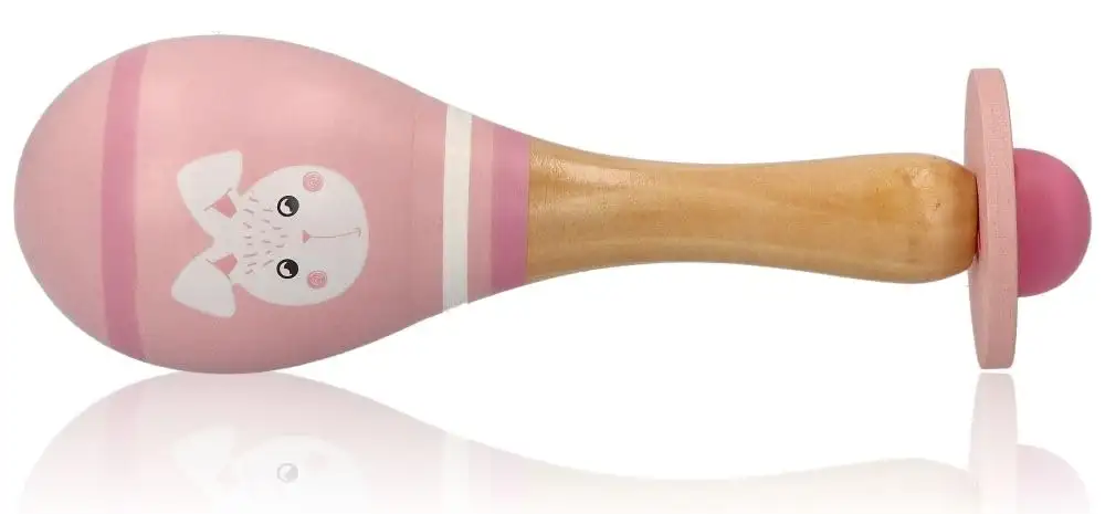 AdamToys Maraca Kaninchen Rassel Babyspielzeug Holzspielzeug Musikinstrument Kinderrassel