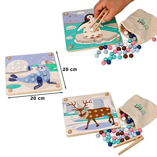 AdamToys Aldo Montessori Set mit Perlen aus Holz, Kollektion Polartiere — 11