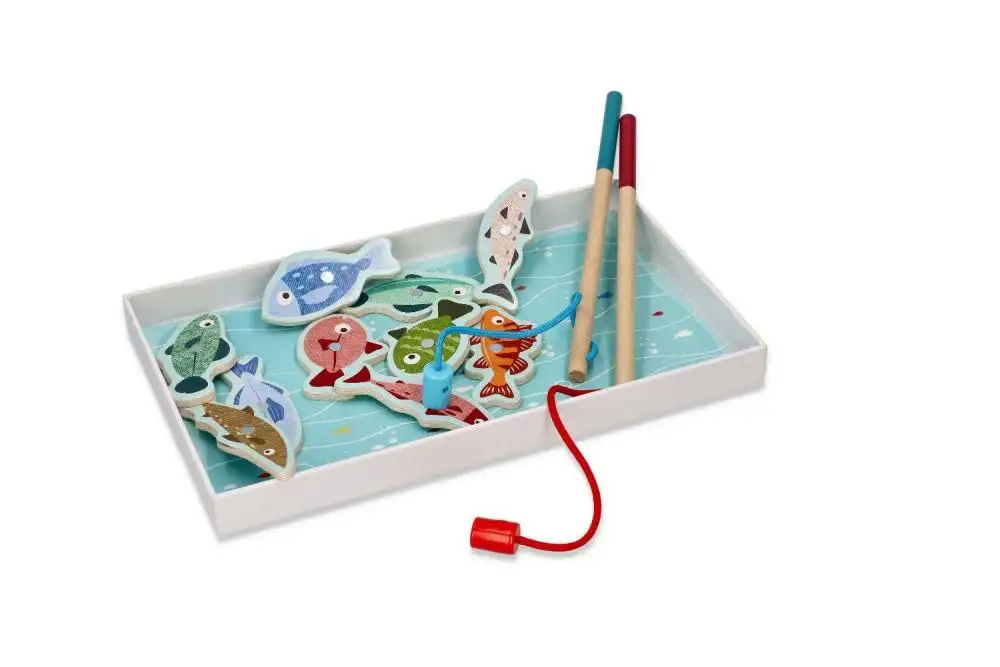 Angelspiel ab 2 Jahren, Holzspielzeug, Fische Angeln, Pinguin auf Fisch - Magnetangel Kinder - 10 Fische zum Fangen, 2 Angelruten, Box - Motorik-Spielzeug, Lernspielzeug - Geschenk — 7