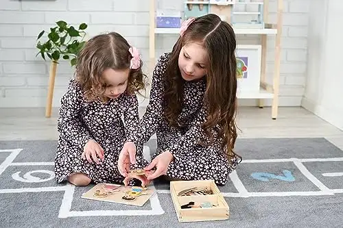adam toys Magnetisches Holzspiel, magnetisch Anziehpuppen, Kinder aus Aller Welt, 24 Magnetteile - Magnetpuzzle für Kinder ab 3 Jahren - Junge, Mädchen - Magnetspielbox – Lernspielzeug — 23