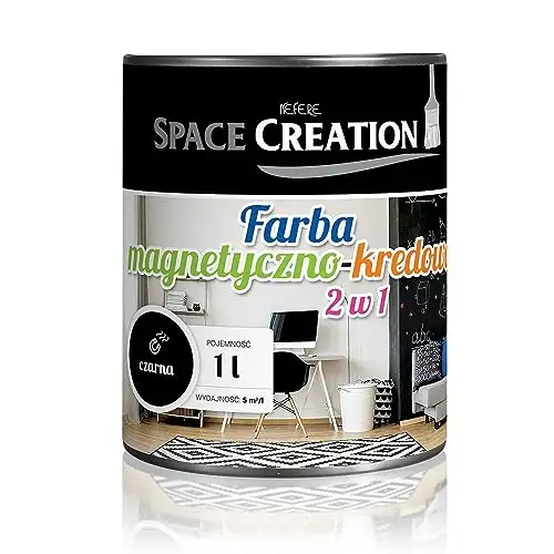 adam toys 2in1 Magnetfarbe Tafelfarbe schwarz 1l - Magnetische Farbe 5m2/l - abwischbare Kreidetafelfarbe - zieht Magnete an - Magnettafel an Wand - Wanddekoration in Kinderzimmer, Schule, Küche — 2
