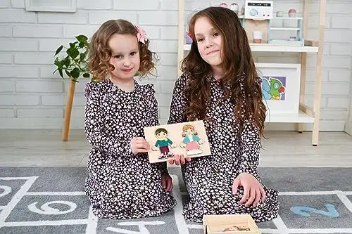 adam toys Magnetisches Holzspiel, magnetisch Anziehpuppen, Kinder aus Aller Welt, 24 Magnetteile - Magnetpuzzle für Kinder ab 3 Jahren - Junge, Mädchen - Magnetspielbox – Lernspielzeug — 26