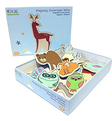 Holzmagnete WILDTIERE 14STK Holz Magnete Tiere Kindermagnete Kinder Spielzeug — 2