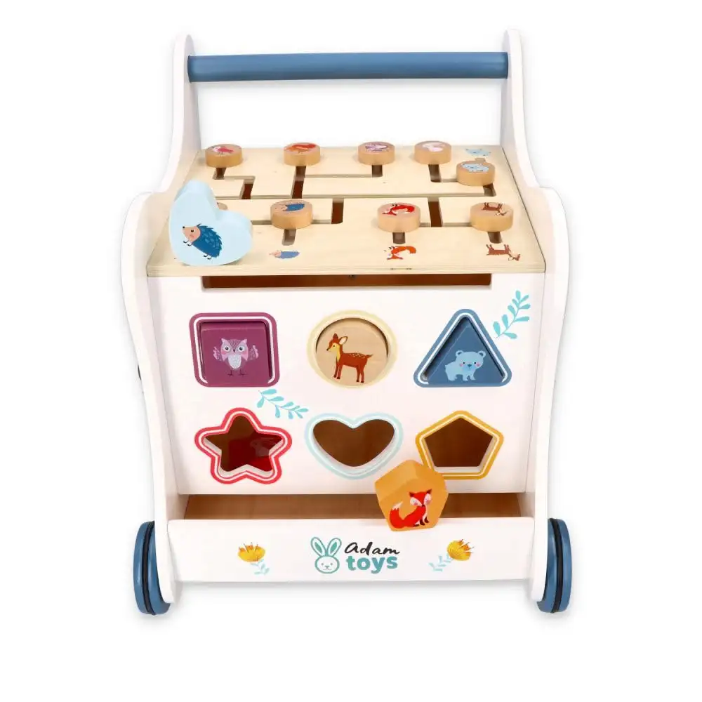 Lauflernwagen Holz Multi-Activity, 5-in-1 Spielzeug, Babywalker, Waldabenteuer, Waldtiere - Kinderspielzeug ab 1 Jahr - Lauflernwagen Junge, Mädchen - Blöcke, Stichsäge, Rad, Klemmbretter — 4