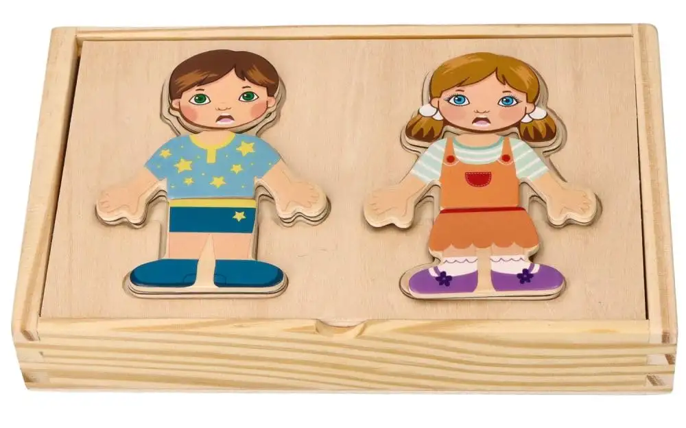 adam toys Magnetisches Holzspiel, magnetisch Anziehpuppen, Kinder aus Aller Welt, 24 Magnetteile - Magnetpuzzle für Kinder ab 3 Jahren - Junge, Mädchen - Magnetspielbox – Lernspielzeug — 10