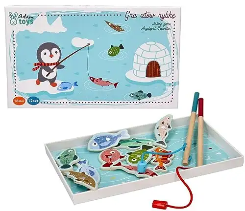 Angelspiel ab 2 Jahren, Holzspielzeug, Fische Angeln, Pinguin auf Fisch - Magnetangel Kinder - 10 Fische zum Fangen, 2 Angelruten, Box - Motorik-Spielzeug, Lernspielzeug - Geschenk — 2