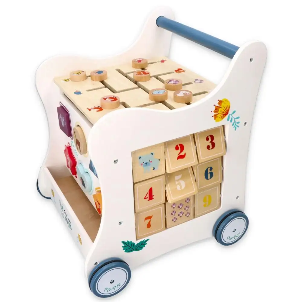 Lauflernwagen Holz Multi-Activity, 5-in-1 Spielzeug, Babywalker, Waldabenteuer, Waldtiere - Kinderspielzeug ab 1 Jahr - Lauflernwagen Junge, Mädchen - Blöcke, Stichsäge, Rad, Klemmbretter — 16