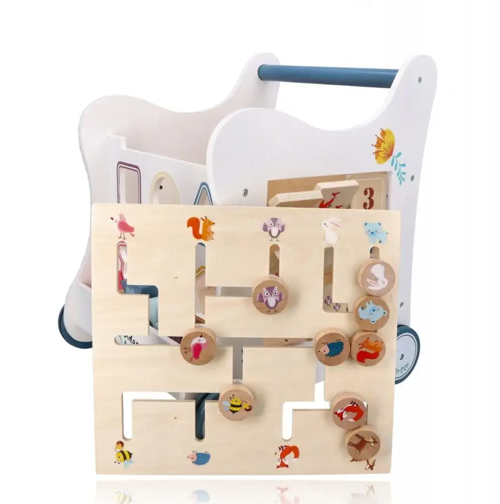 Lauflernwagen Holz Multi-Activity, 5-in-1 Spielzeug, Babywalker, Waldabenteuer, Waldtiere - Kinderspielzeug ab 1 Jahr - Lauflernwagen Junge, Mädchen - Blöcke, Stichsäge, Rad, Klemmbretter — 25
