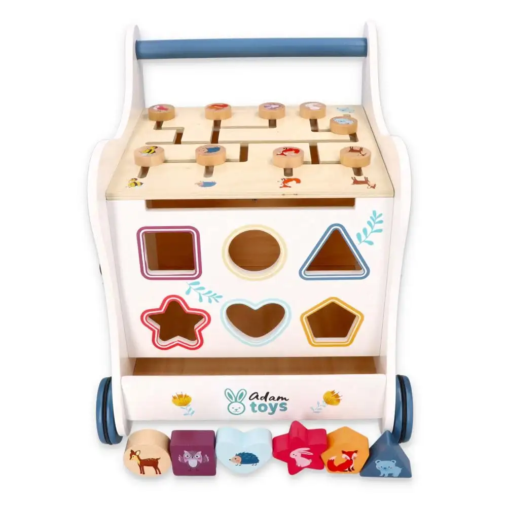 Lauflernwagen Holz Multi-Activity, 5-in-1 Spielzeug, Babywalker, Waldabenteuer, Waldtiere - Kinderspielzeug ab 1 Jahr - Lauflernwagen Junge, Mädchen - Blöcke, Stichsäge, Rad, Klemmbretter — 7