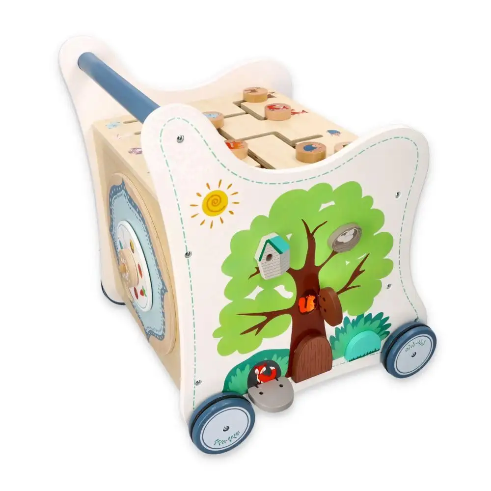Lauflernwagen Holz Multi-Activity, 5-in-1 Spielzeug, Babywalker, Waldabenteuer, Waldtiere - Kinderspielzeug ab 1 Jahr - Lauflernwagen Junge, Mädchen - Blöcke, Stichsäge, Rad, Klemmbretter — 13