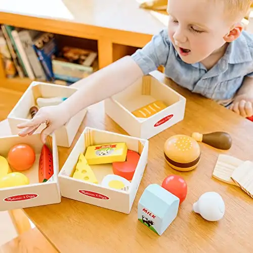 Melissa and Doug Holz Lebensmittel Kinderküche Zubehör Holz | Spielküche Zubehör Holz & Kaufladen Zubehör Holz | Küchenspielzeug für Kinder Küchenzubehör | Holzspielzeug Küche Kinder ab 2 Jahre — 4