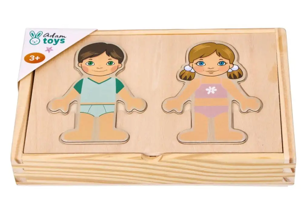 adam toys Magnetisches Holzspiel, magnetisch Anziehpuppen, Kinder aus Aller Welt, 24 Magnetteile - Magnetpuzzle für Kinder ab 3 Jahren - Junge, Mädchen - Magnetspielbox – Lernspielzeug