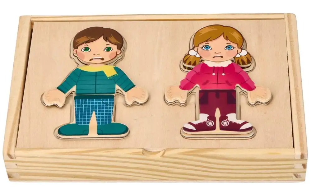 adam toys Magnetisches Holzspiel, magnetisch Anziehpuppen, Kinder aus Aller Welt, 24 Magnetteile - Magnetpuzzle für Kinder ab 3 Jahren - Junge, Mädchen - Magnetspielbox – Lernspielzeug — 16