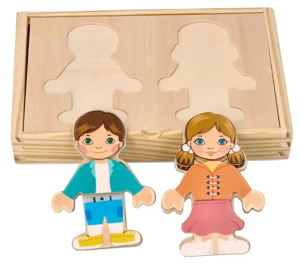 adam toys Magnetisches Holzspiel, magnetisch Anziehpuppen, Kinder aus Aller Welt, 24 Magnetteile - Magnetpuzzle für Kinder ab 3 Jahren - Junge, Mädchen - Magnetspielbox – Lernspielzeug — 7