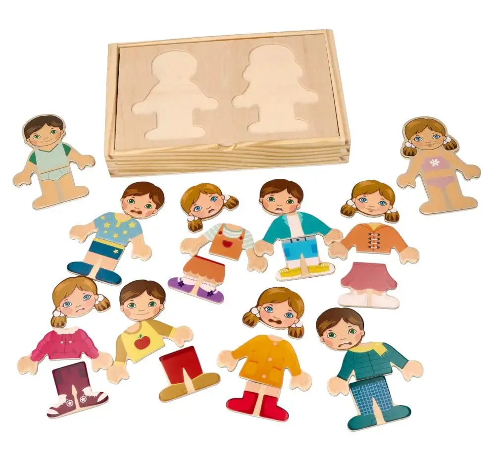 adam toys Magnetisches Holzspiel, magnetisch Anziehpuppen, Kinder aus Aller Welt, 24 Magnetteile - Magnetpuzzle für Kinder ab 3 Jahren - Junge, Mädchen - Magnetspielbox – Lernspielzeug — 19