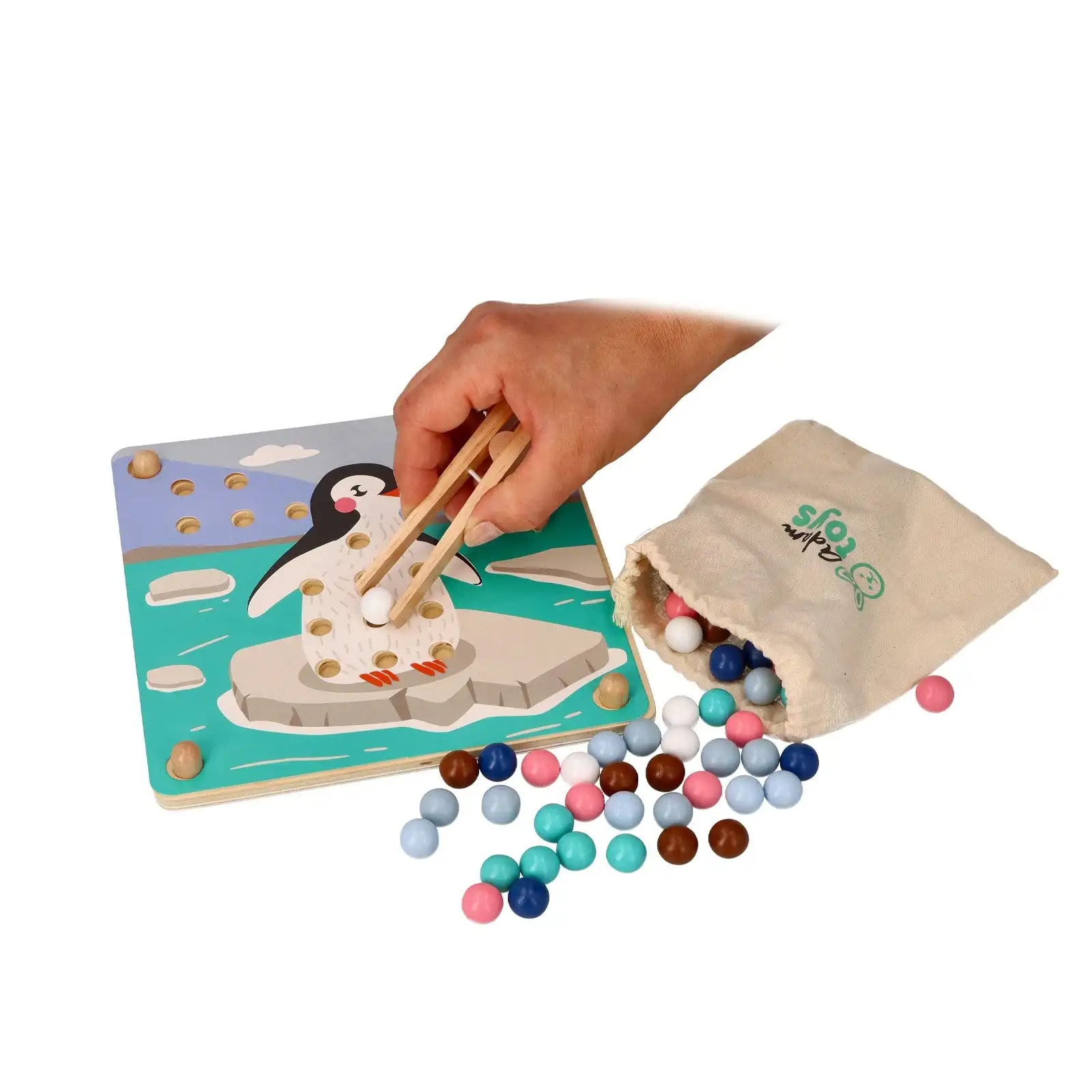 AdamToys Aldo Montessori Set mit Perlen aus Holz, Kollektion Polartiere — 16