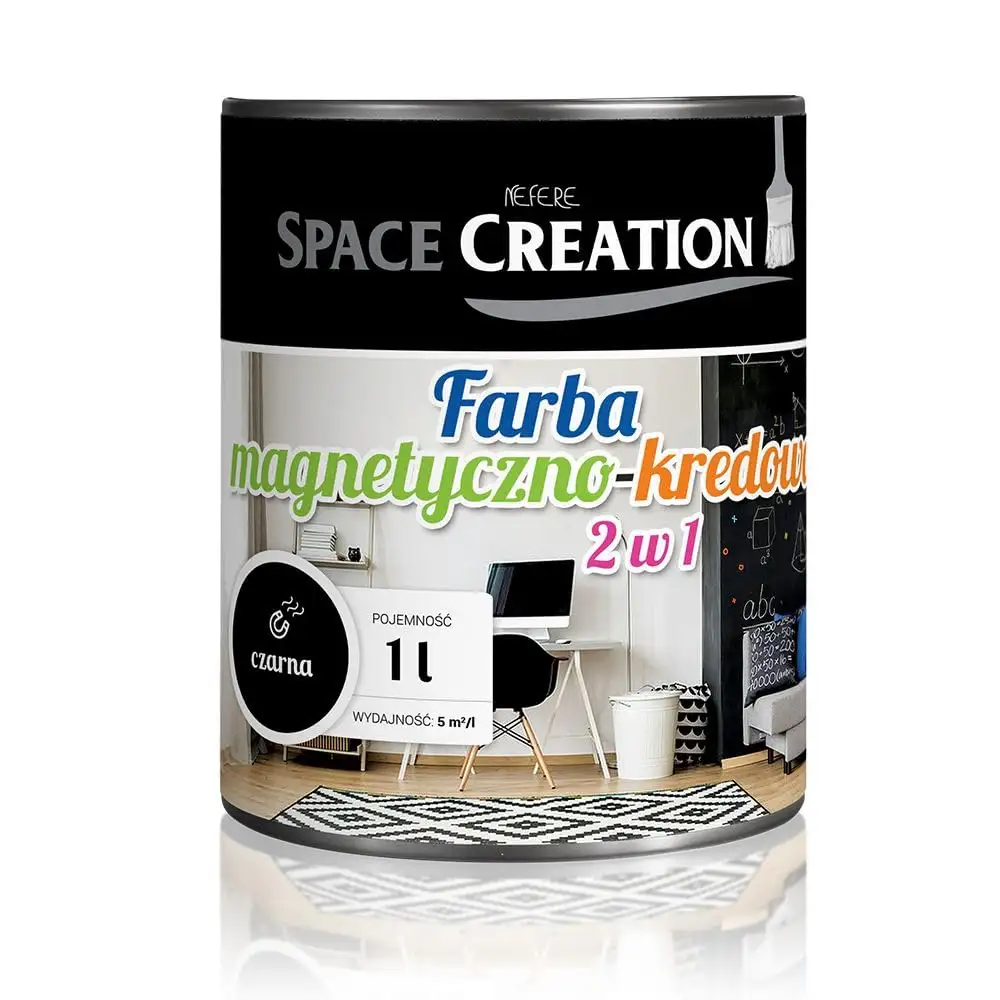 adam toys 2in1 Magnetfarbe Tafelfarbe schwarz 1l - Magnetische Farbe 5m2/l - abwischbare Kreidetafelfarbe - zieht Magnete an - Magnettafel an Wand - Wanddekoration in Kinderzimmer, Schule, Küche
