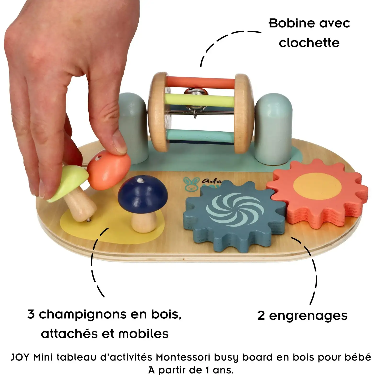 AdamToys Joy Mini Spieltafel Montessori Busy Board aus Holz für Babys — 4