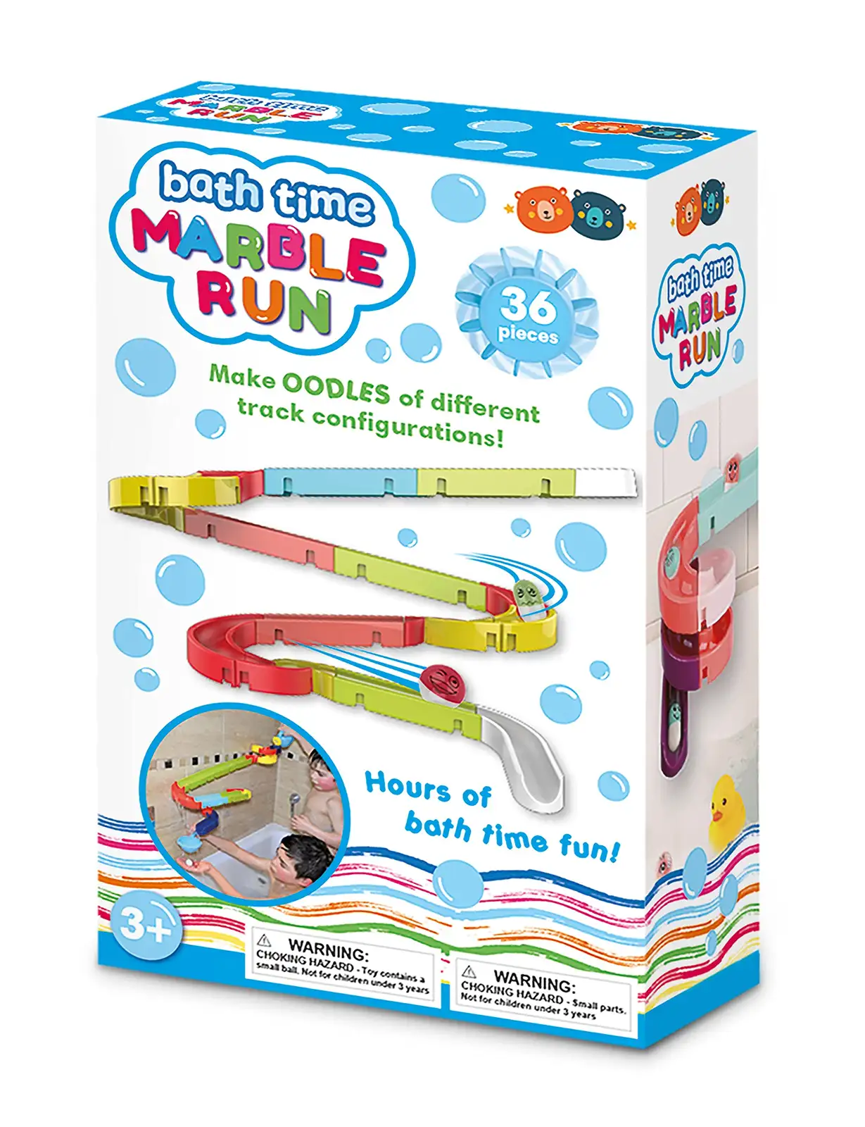 Buddy & Barney Bath Time Murmelbahn Spielzeug 36-teiliges Set - Bauen Sie eine Strecke und rennen Sie die speziellen Bälle nach unten! Badespielzeug für Baby 2 3 4 5 6 Jahre alt