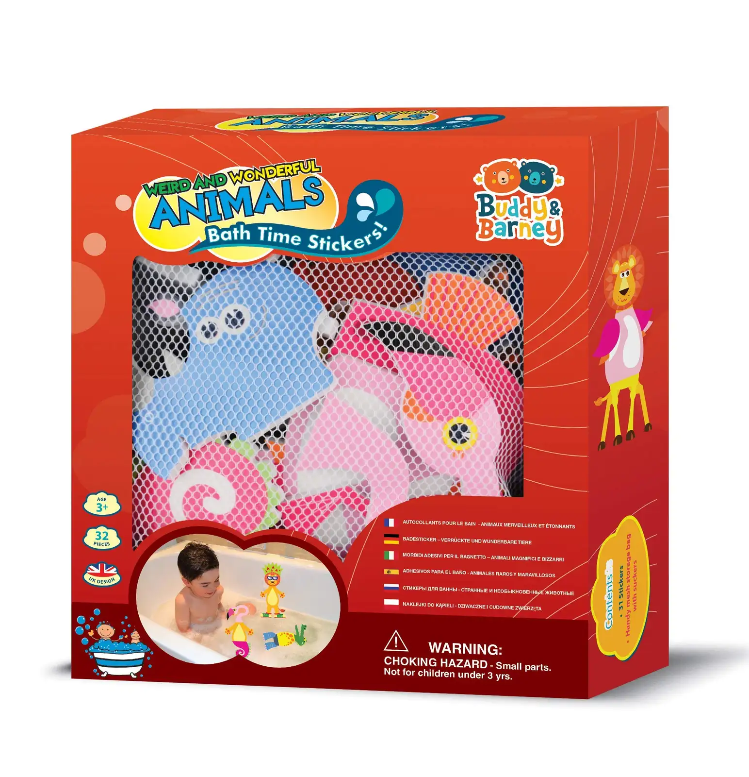 Buddy & Barney Bath Time Stickers Toy for Kids (Weird & Wonderful Animals)