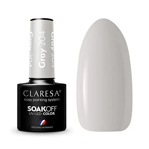 Claresa UV LED Nagellack Collection Hybrid Maniküre Soak Off Nail Polish, Farbe Grau, Nr 204, 5ml — 2